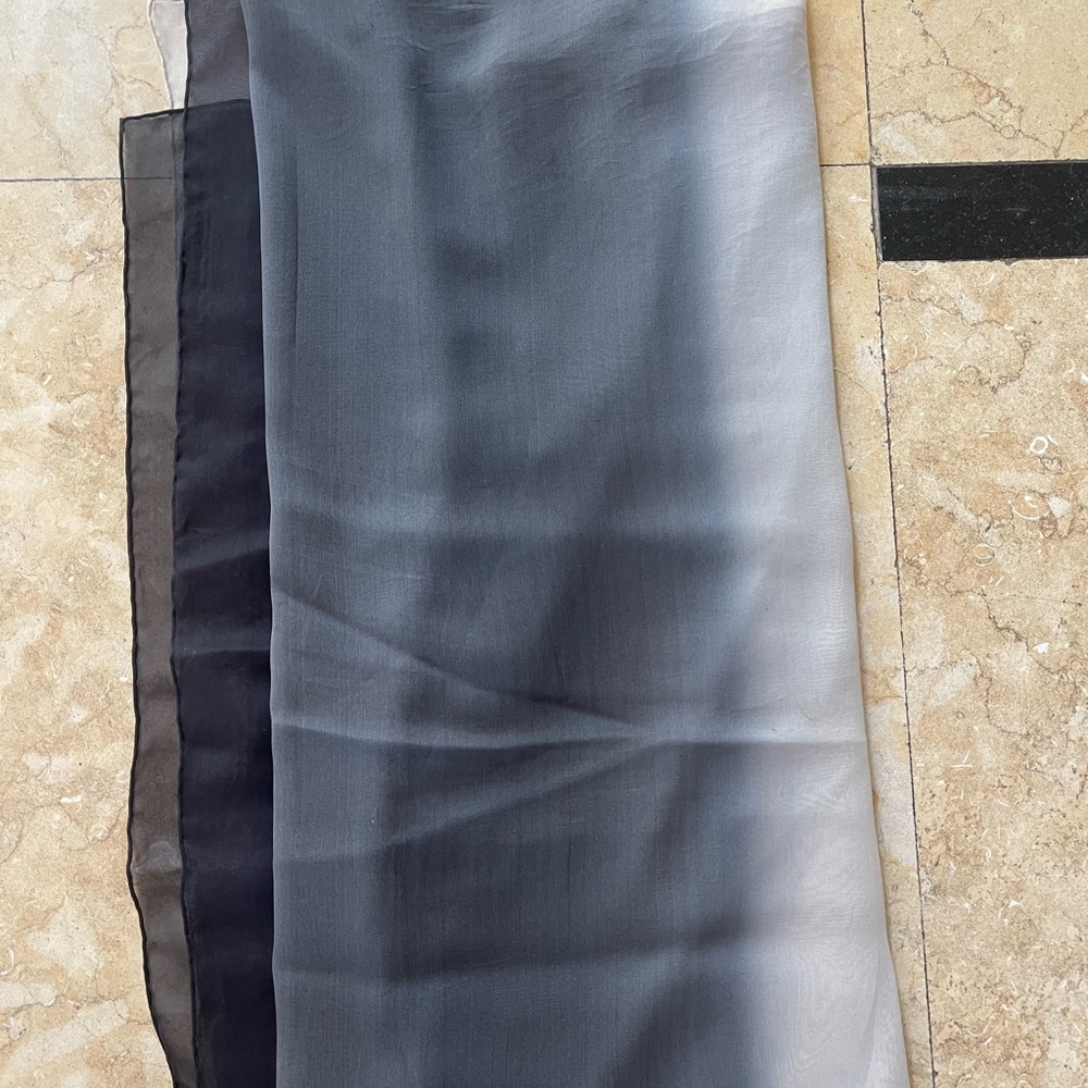 Gucci Gradient Black to Light Gray Silk Scarf